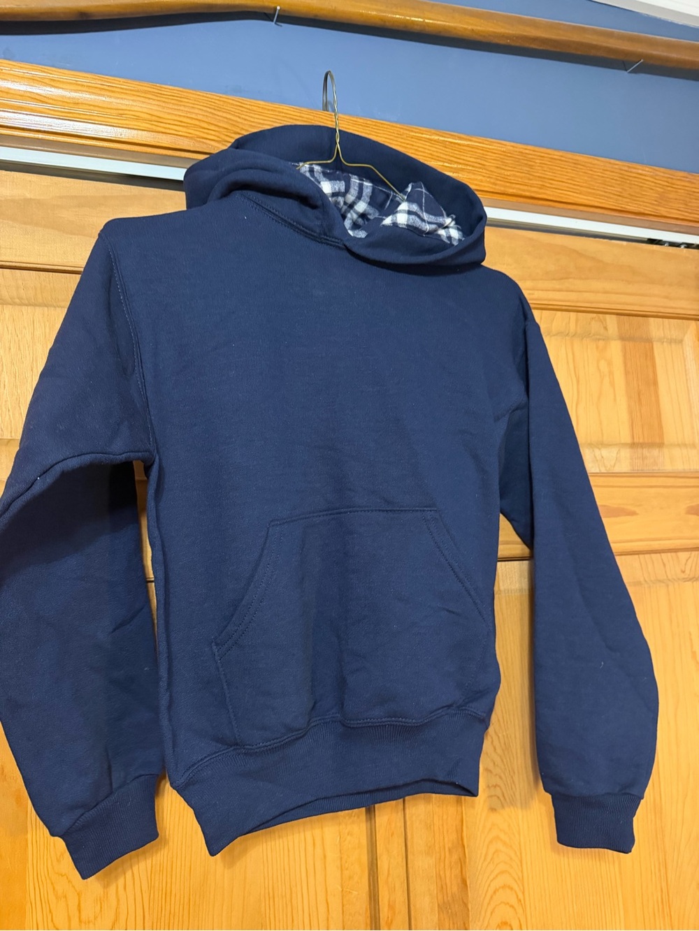 boxercraft Navy Hooded Pullover Sweater with Plaid Lining
